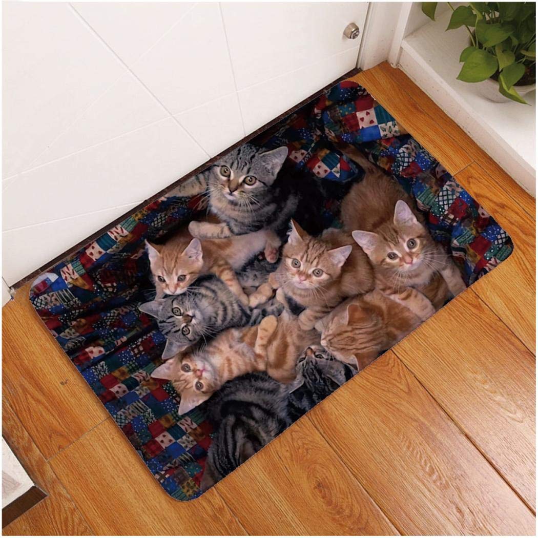 Qenci 3D Doormat, Animal Print Floor Mat Flannel Cushion Non-Slip Kitchen Bathroom Mat Doormat