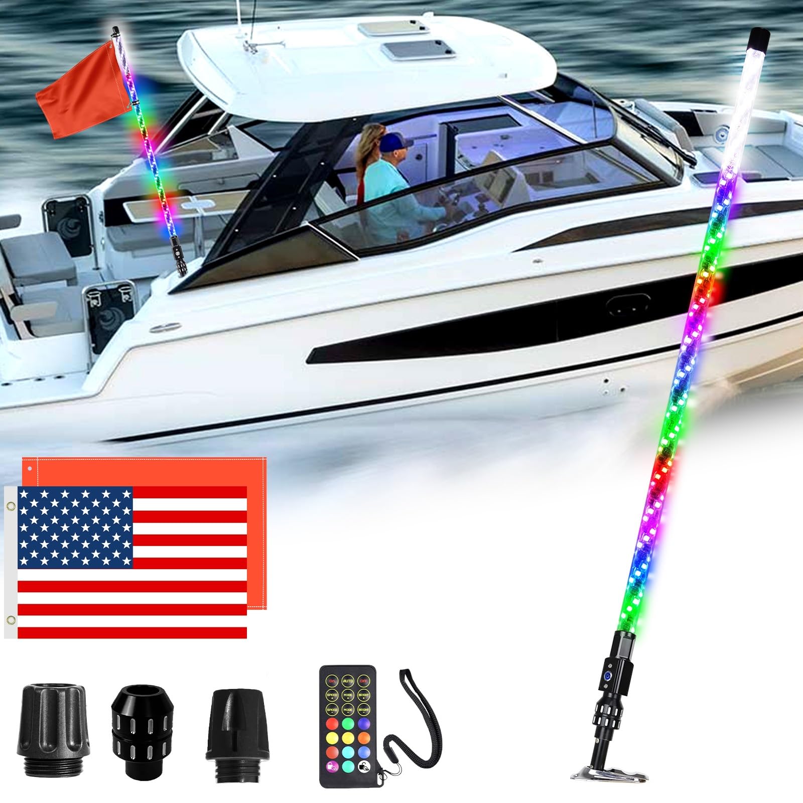 Photo 1 of ***Used missing parts***AddSafety 5FT Nav Lights for Boat, Plug-in Base Chasing Color LED Boat Navigation Light with Remote Control***Used missing parts***