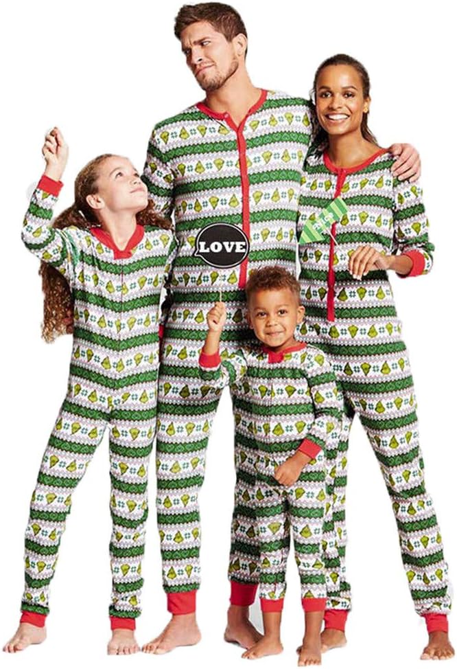 Family Matching Christmas Pajamas Set Geometric Patterned PJs Romper