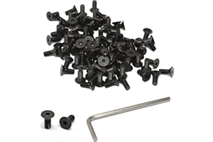 iexcell 100 Pcs M5 x 12mm Thread Pitch 0.8 mm Alloy Steel 10.9 Grade Hex Socket Flat Head Cap Screws Bolts Kit, Black Oxide F