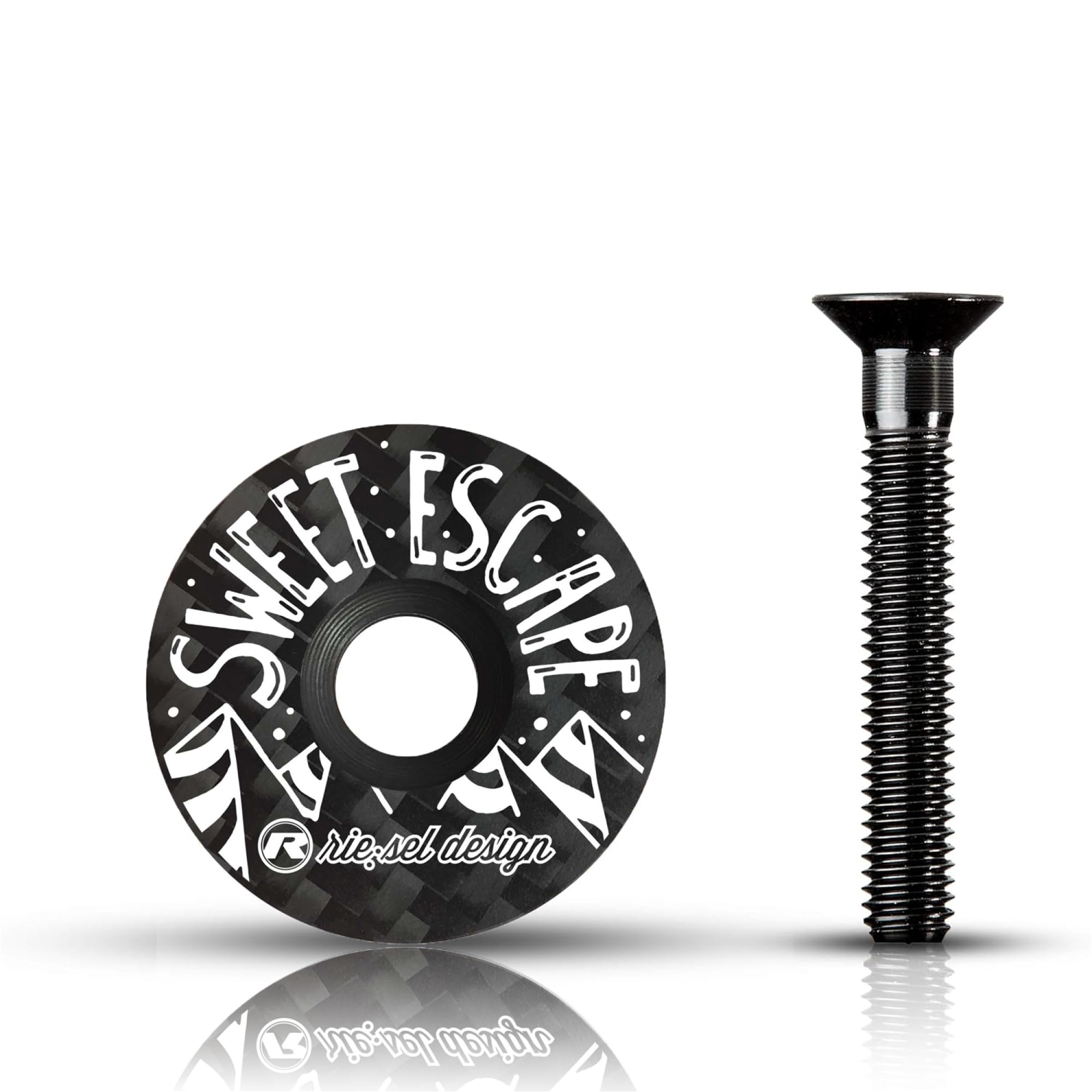 Riesel Design - STEM Cap – Top of the Range Carbon Bike Steering Cap + Anodised Aluminium Screw – 6 g Size 1 1/8 Inch – Vanlife