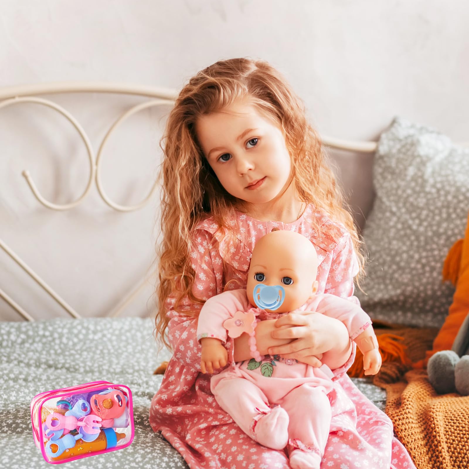 13 Pcs Baby Doll Accessories Magic Bottle Set,Pretend Play Feeding Toy Set with Package,Doll Feeding Set for Kids Girls,Magic Disappearing Juice Milk Bottles,Sippy Cups,Pacifiers,Bowl Spoons