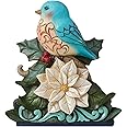 Enesco Jim Shore Heartwood Creek Winter Wonderland Bluebird with Poinsettia Festive Feathered Figurine, 5.51 Inch, Multicolor