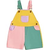 Toddler Boy Girl Overalls Colorful Patchwork Romper Suspender Overall Shorts Summer Adjustable Strap Short Bib Pants