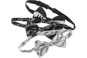 Healvian 3pcs Music Note Bow Ties with Piano Keys Pre-tied Polyester Neckwear for Men Lightweight and
