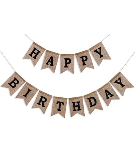 Happy Birthday Bunting Banner. Vintage Hessian Burlap. Jute Banner. Rustic Style | UK