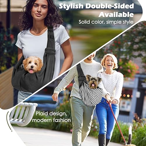 Pawaboo Small Dog Sling Carrier, Reversible Hands Free Dog Sling Carriers  for Small Dogs and Cats, Puppy Sling