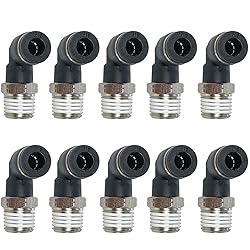 Jienk 10PCS Pneumatic Male Elbow 1/4" Tube OD x