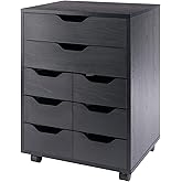 Winsome Norfolk Cabinet with 2 Drawers and 6 Bins in Black Finish