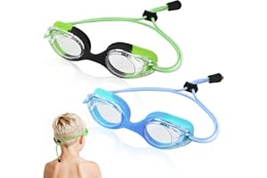 Vvinca Kids Swim Goggles with Bungee Strap No Leaking Anti Fog Toddler Goggles with Quick Adjust Ages 3-14