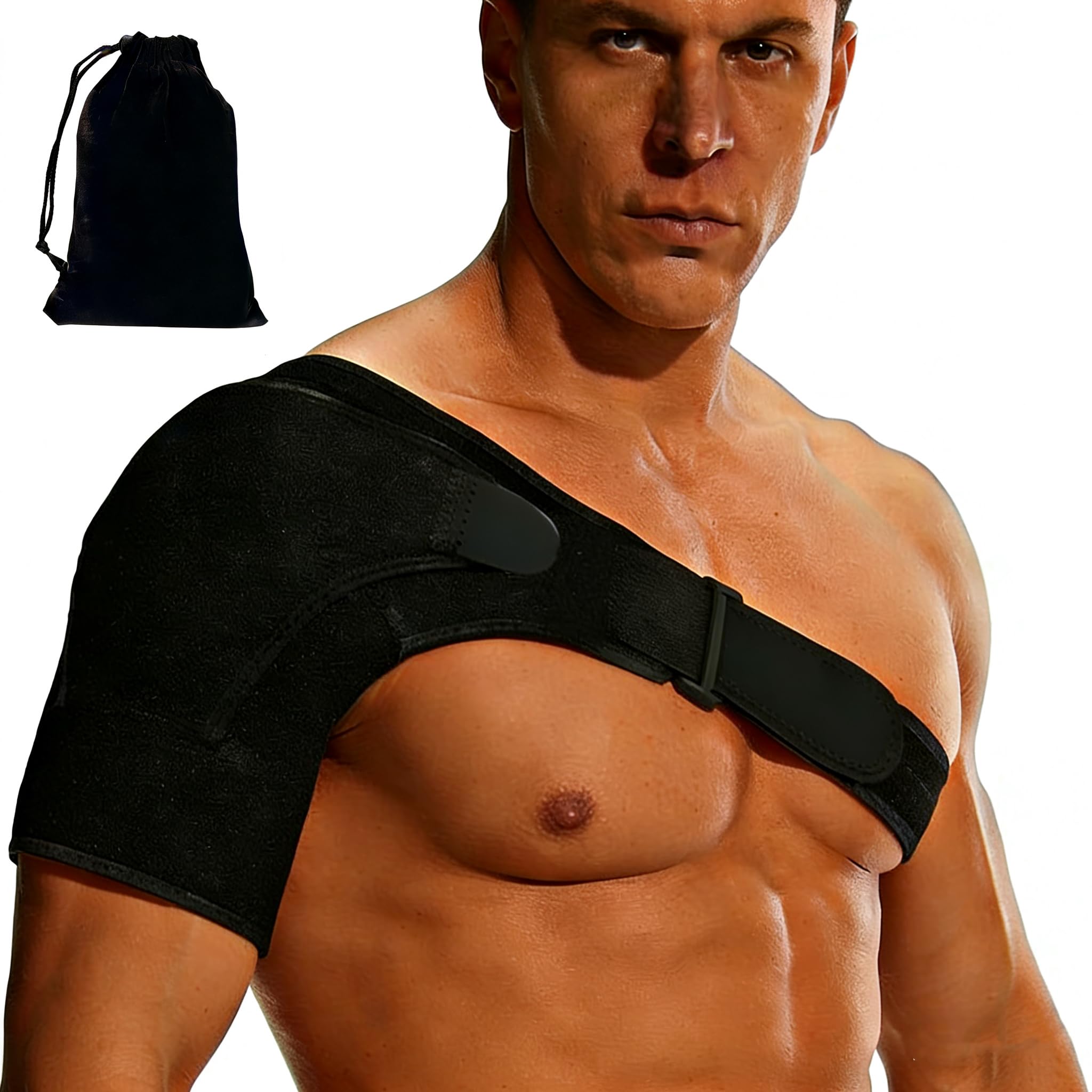 Shoulder Support Brace for Women & Men,Adjustable Shoulder Strap,Neoprene Compression Strap for Rotator Cuff Pain Relief, Arthritis, Sports Injury Recovery - FIts Right and Left