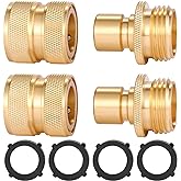 Sanpaint 3/4 Inch Brass Garden Hose Fitting Quick Connector Male and Female Set, 2 Set