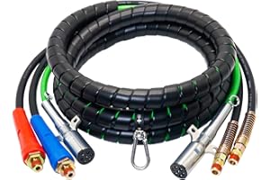 Dazakoot 15FT Air Line Hose Kit, 3-in-1 ABS & Power Airline Air Hose Kit for Semi Truck Tractor Trailer, 7 Way Plug Electrical Cord Cable and Rubber Air Lines Hose Assembly Ki