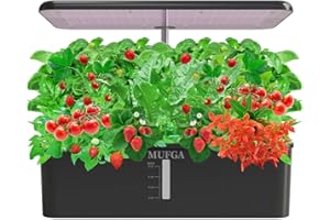 Hydroponics Growing System Herb Garden - MUFGA 18 Pods Indoor Gardening System with LED Grow Light, Plants Germination Kit(No Seeds) with Pump System, Adjustable Height Up to 17.7" for Home, Black