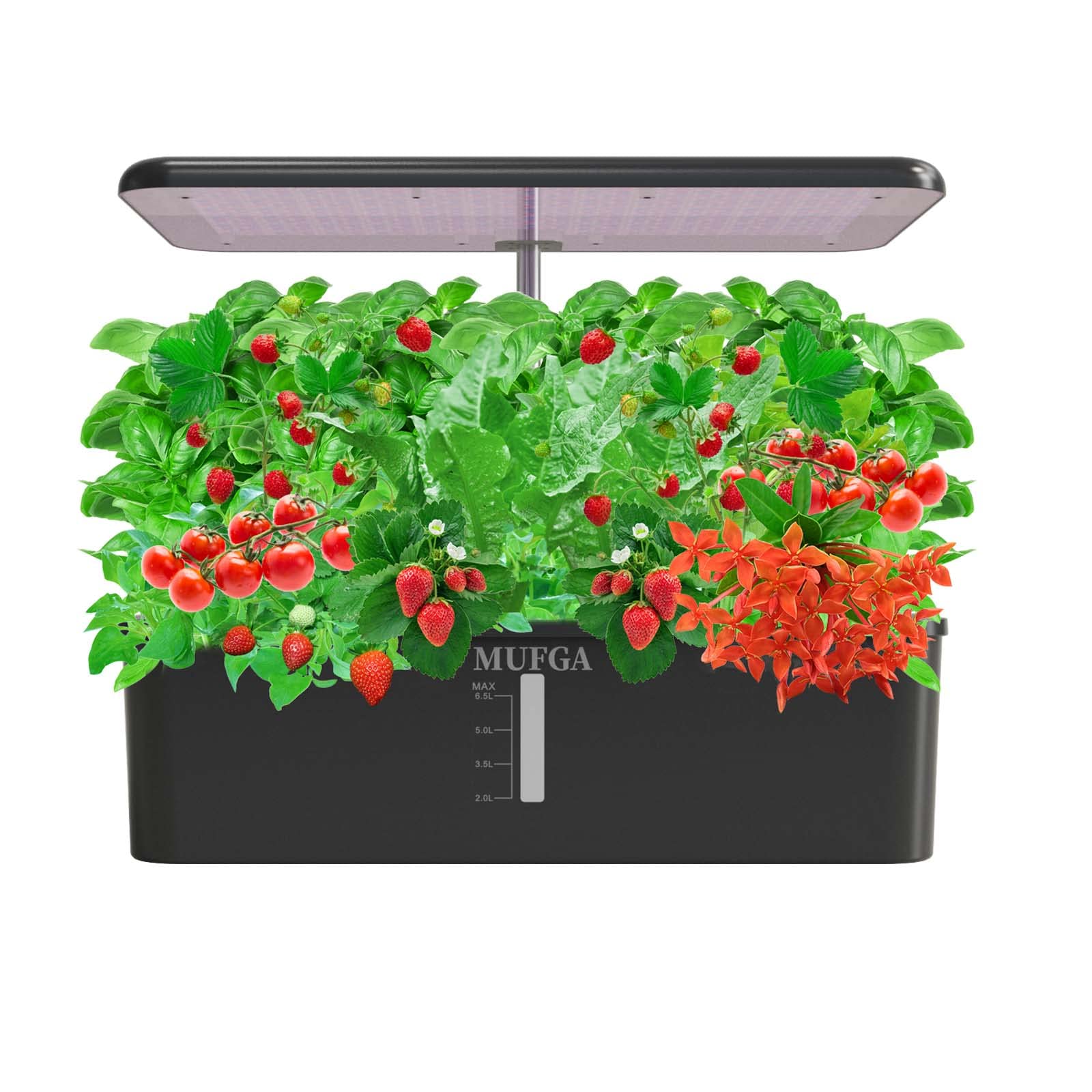 Photo 1 of Hydroponics Growing System Herb Garden - MUFGA 18 Pods Indoor Gardening System with LED Grow Light, Plants Germination Kit(No Seeds) with Pump System, Adjustable Height Up to 17.7" for Home, Black
