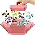 JarThenaAMCS Butterfly Explosion Gift Box Surprise Explosion Pink Paper Treat Box with Spring Flying Butterfly for Birthday Party, Cake for Delivery Supplies, 5.9 x 5.9 x 5.9 Inch