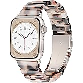 Calina Resin Watch Band fits Apple Watch Bands for Women 42mm (Series 11/10) 41mm 40mm 38mm Series 11 10 9 8 7 6 5 4 3 2 1 SE, Lightweight Cute Waterproof iWatch Bands for Apple Watch, Tortoise Black