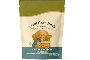 GREAT GRANDMA'S Great Grandma’s San Francisco Sourdough Starter | 200+ Year Old Dehydrated Live Culture | Instant Reactivation | Non-GMO Artisan Heritage Starter Kit for Homemade Bread, Pizza, Pancakes | Easy Instructions Included