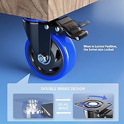 4 Inch Caster Wheels with Brake, Heavy Duty Casters