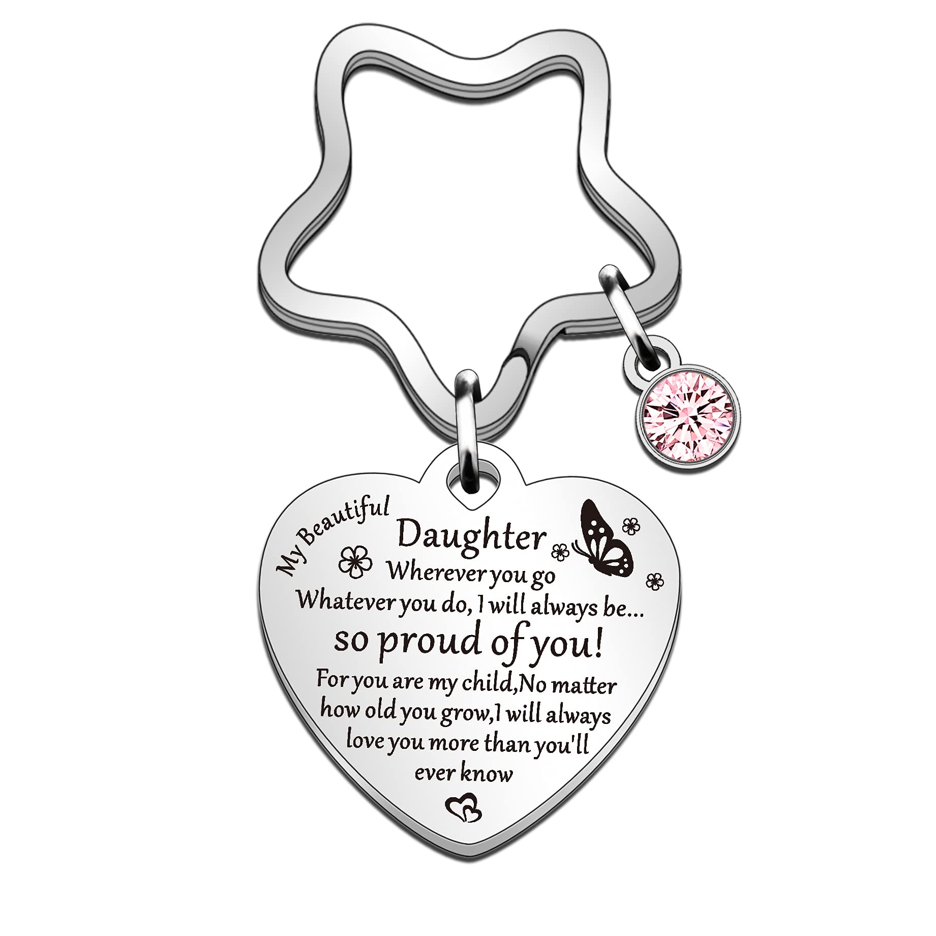 QMVMV Daughter Gifts Keyring from Mum Dad Christmas Birthday Graduation Gift for My Beautiful Daughter