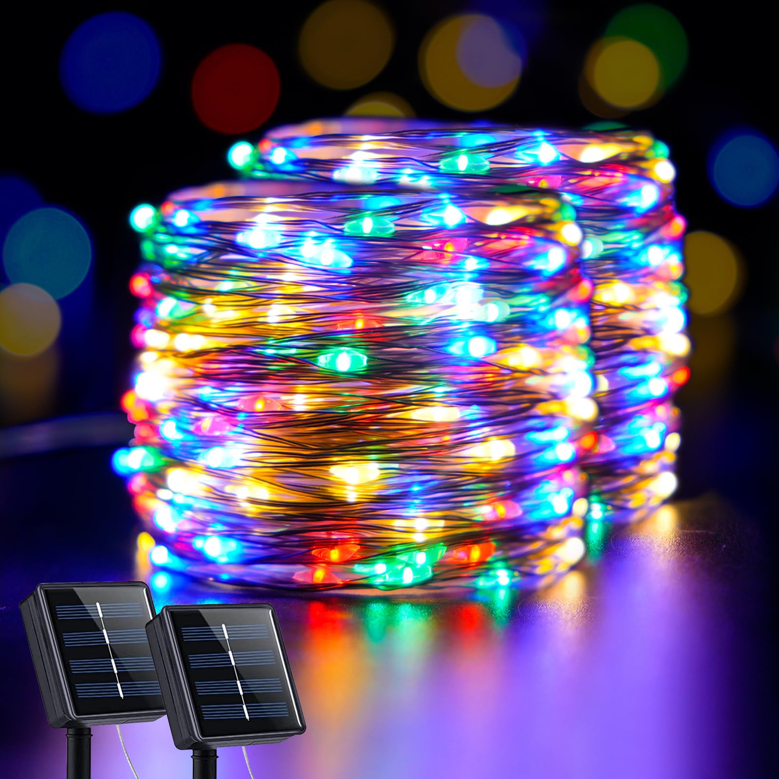 JMEXSUSS 2 Pack Solar Christmas Lights, Total 400