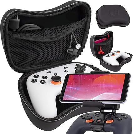 Amazon Com Orzly Carry Case Phone Mount Clip For Google Stadia Controller Bundle Pack