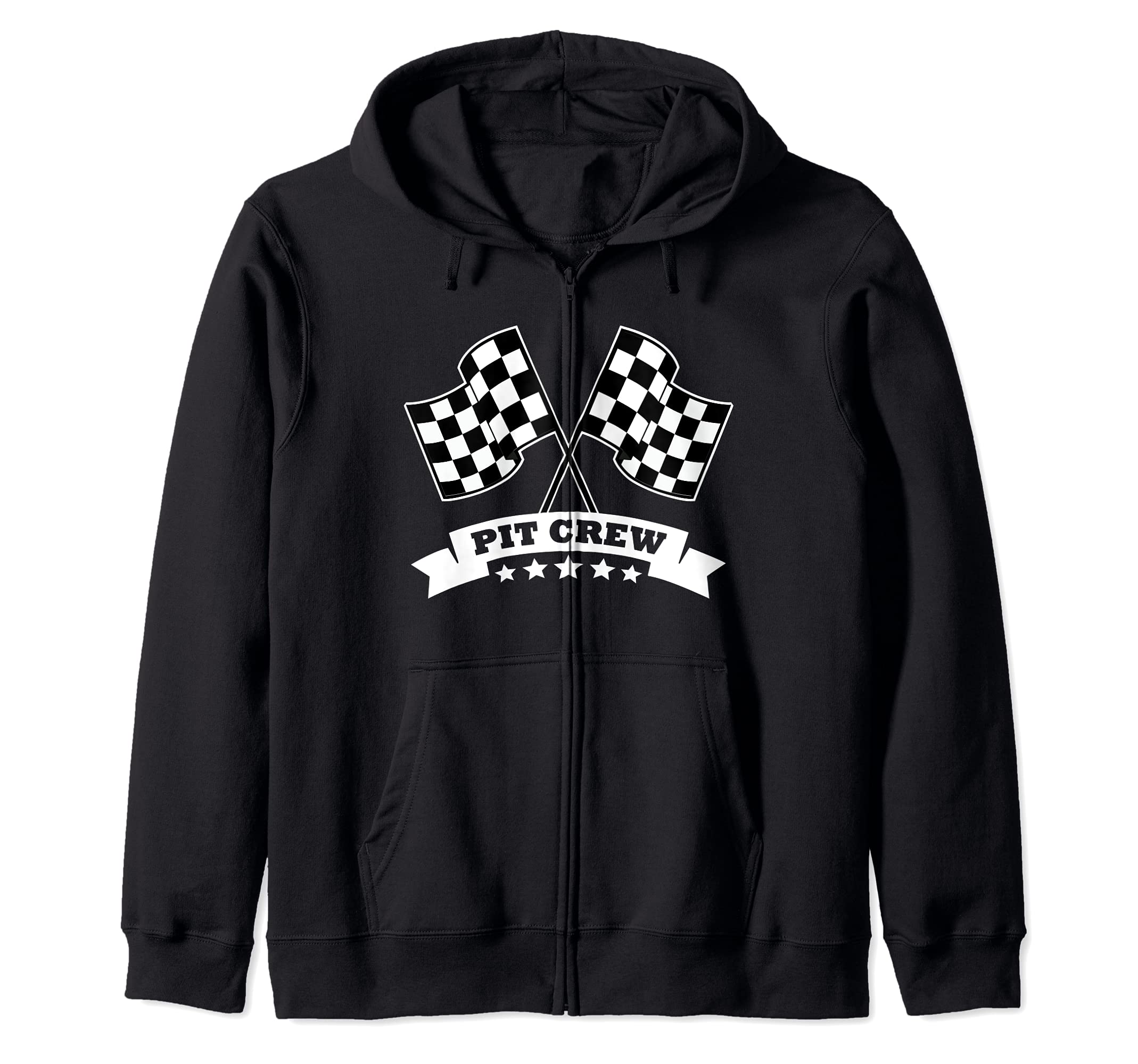 Pit Crew for Race Car Parties White Banner Zip Hoodie