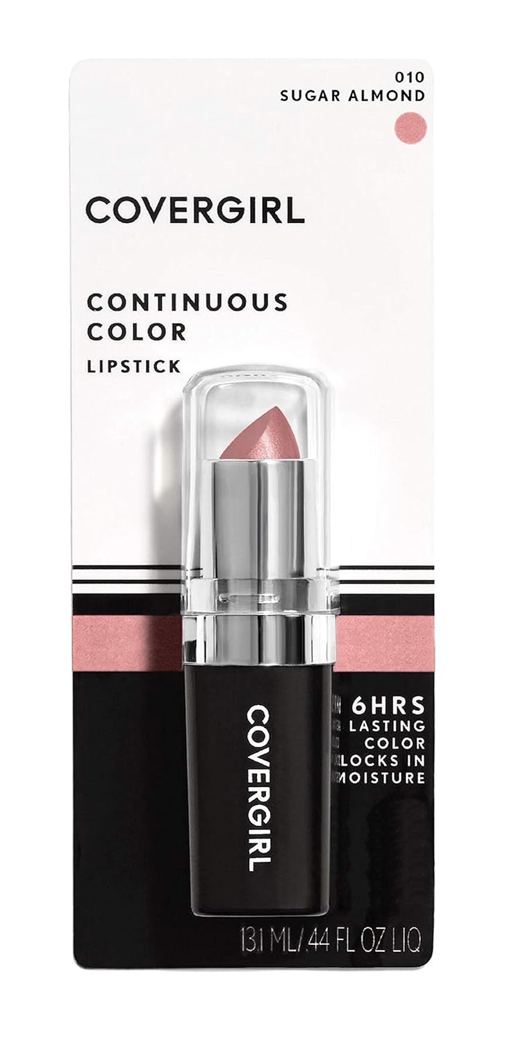 Covergirl Continuous Color Lipstick, Sugar Almond 010, 0.13 Fl Oz, 2 Count
