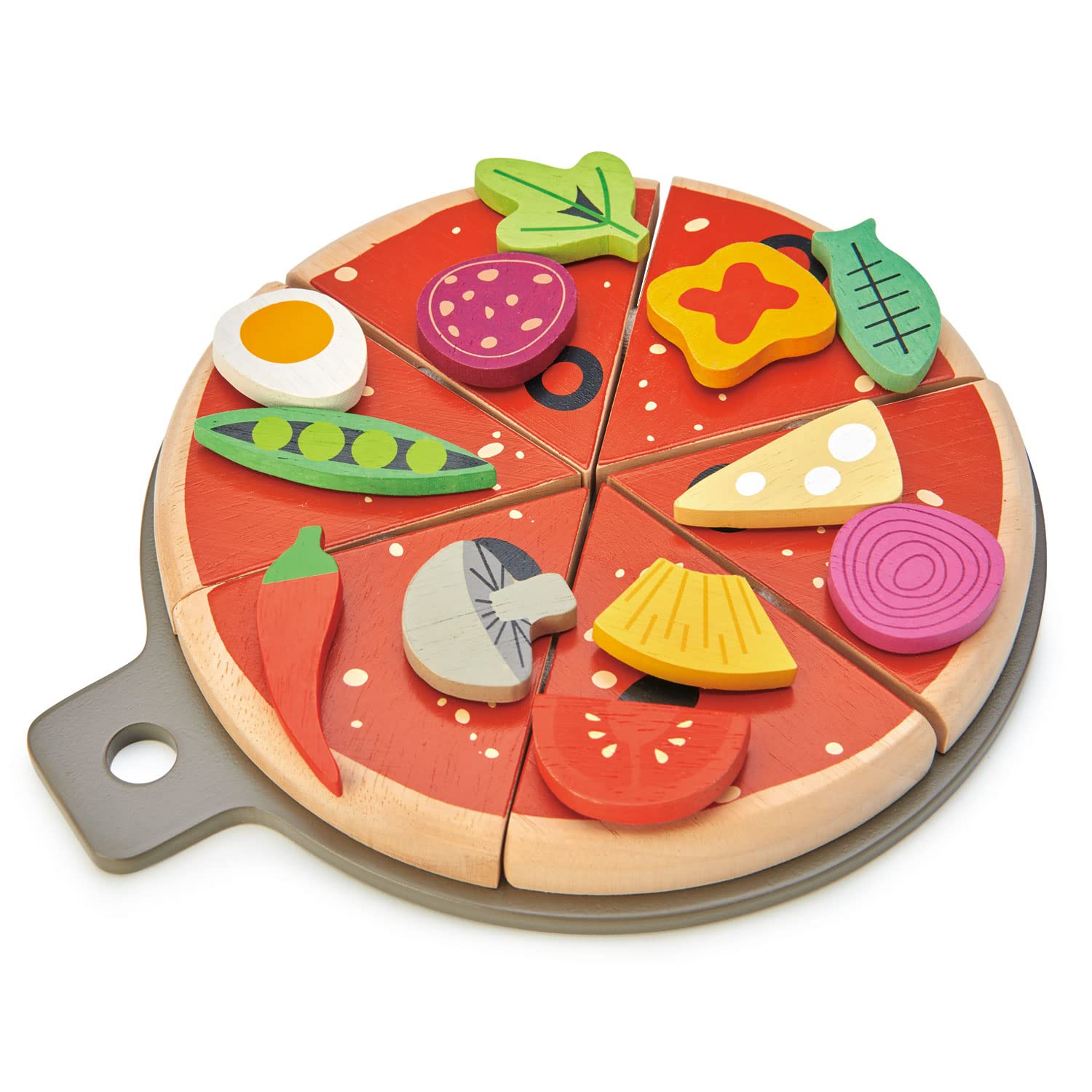 Tender Leaf Toys Pizza Party - Play Food For Children Pretend Play And Roleplay And Practice Fractions And Counting While Learning Through Play