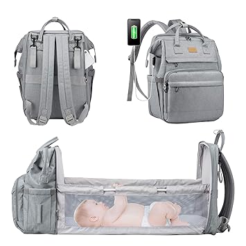 Lovevook Wickeltasche Wickelrucksack Mit Babybett Babytaschen Mit Bett Multifunktional Wickeltaschen Fur Unterwegs Grosse Kapazitat Babyrucksack Wasserdicht Babytasche Grau Amazon De Baby