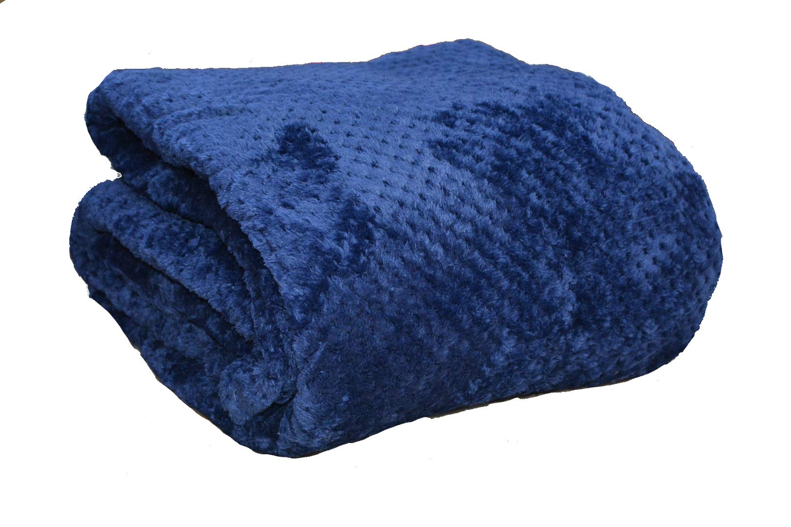 Deluxe Blankets Waffle Honeycomb Blanket/Throw (King 200 x 240, Navy/Dark Blue)