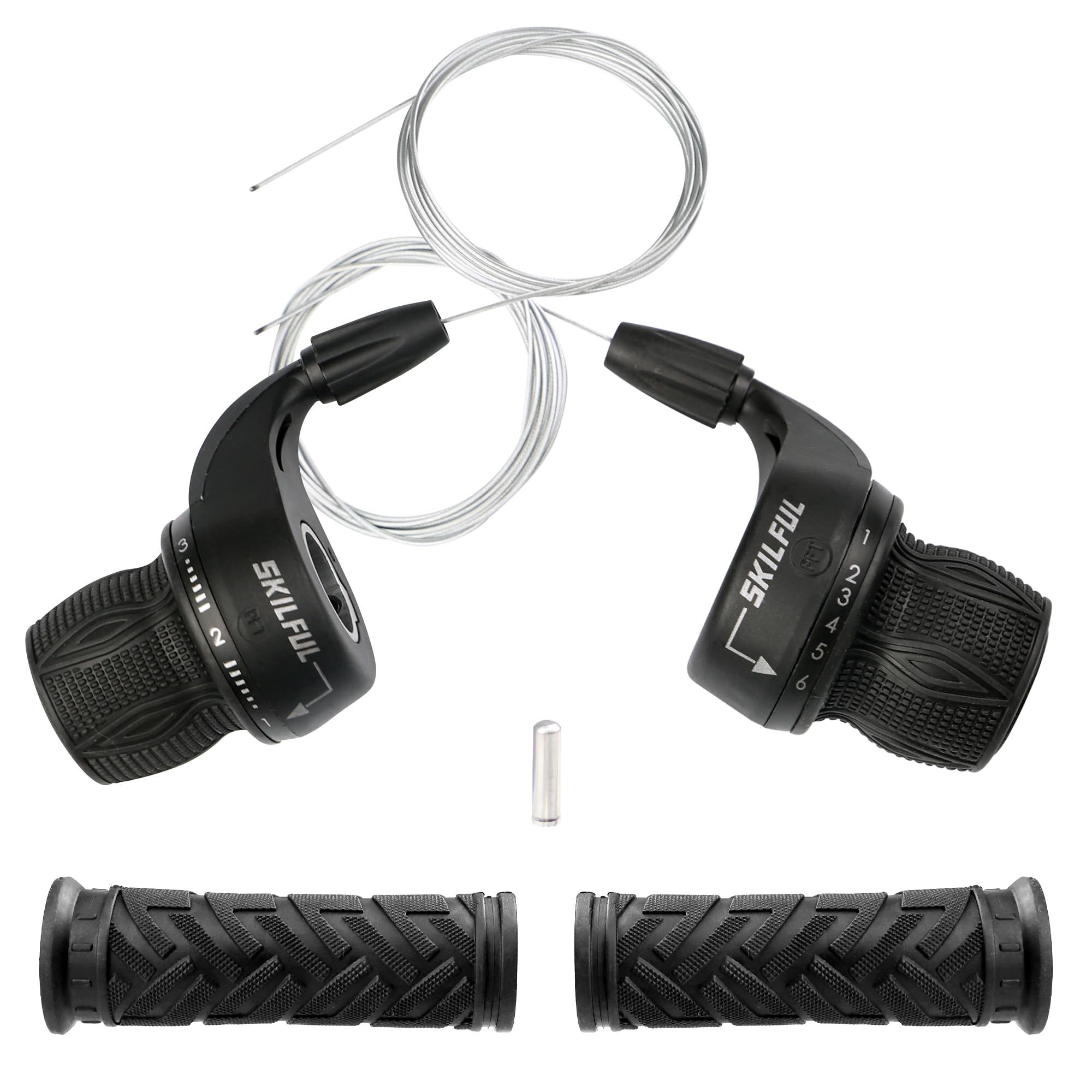 MEGHNA Bicycle 18 Speed Shifter Twist Shifter Lever 3x6 Speed Grip Shift Mountain Bike Commuter Bike Folding Bike Gear Grip Shift with Grips(Pair)