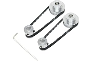 SHCEEC 2PCS Set 2GT Aluminum Timing Pulley 20&40 Teeth 8mm Bore Synchronous Wheel with 2PCS Length 200mm Width 6mm Belt (20-40T-8B-6)