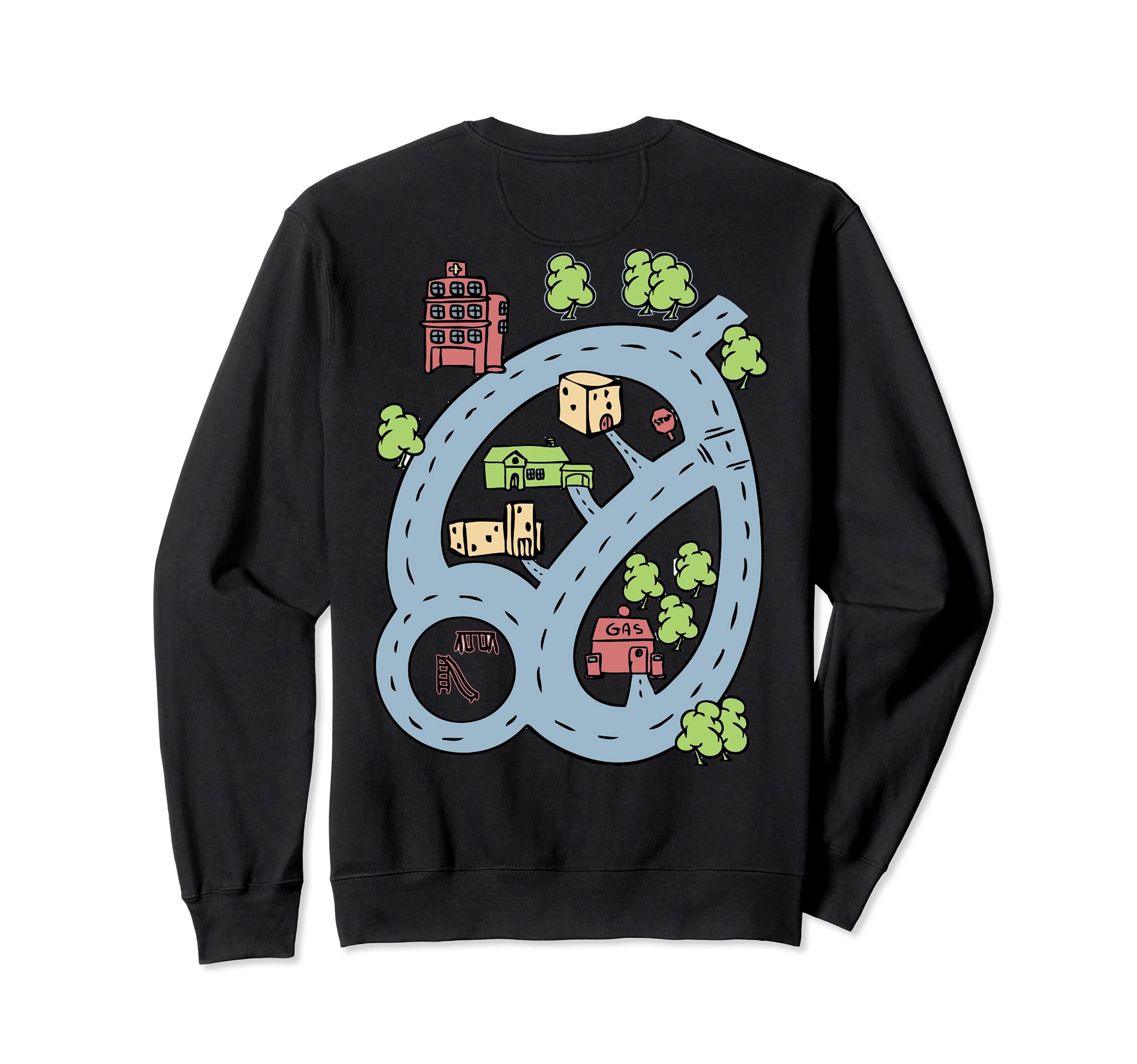 Race Track Dad & Son Toy Car Road Play Mat on BACK Sweatshirt