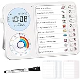 3-in-1 Visual Timer &amp; ADHD Tool for Kids &ndash; ADHD Task Timer for Adults with Visual Schedule, Chore Chart &amp; Planning Board for Home, School, Classroom, Work (White)