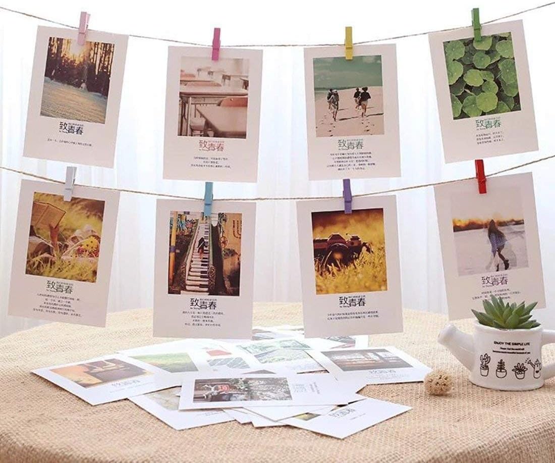 Photo Display string and pegs DIY Picture Frames Collage Includes 30