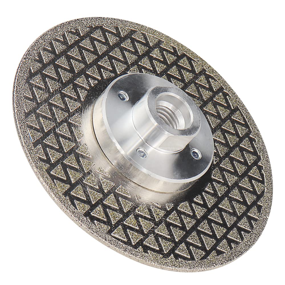 Electroplated Diamond Cutting Grinding Disc - SI FANG 115mm /4.5 Inch x M14 Thread Flange Both Side Coated Stone Cutting Wheel, for Marble Quartz Porcelain Tile Glass, Fast Cutting Grinding Shaping