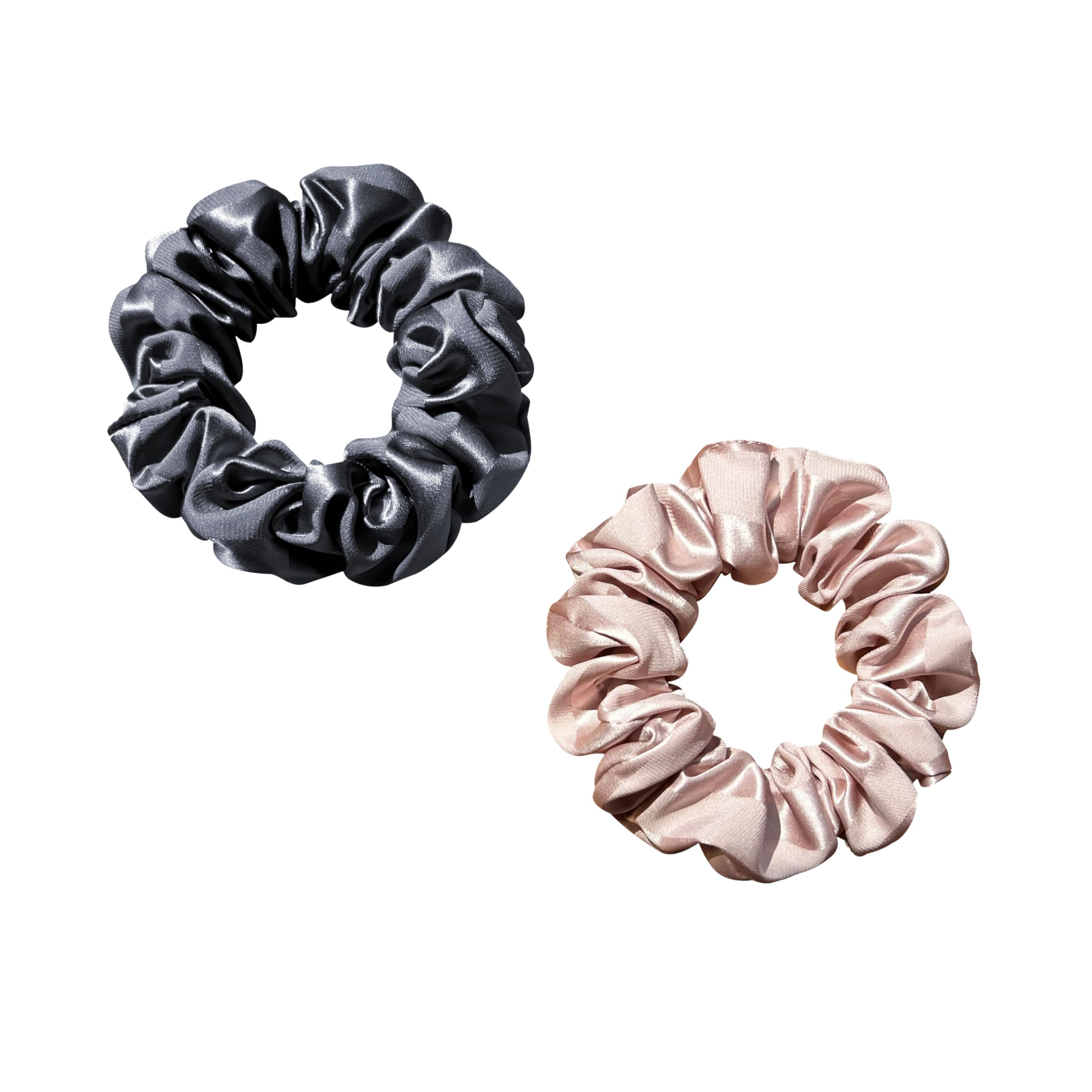 townssilk Silk hair ties Hair Bobbles hair scrunchies band 100% Pure Mulberry Silk 22 Momme Hair Friendly Luxury Elastic Striped 2pc darkgrey and Pink — image 1