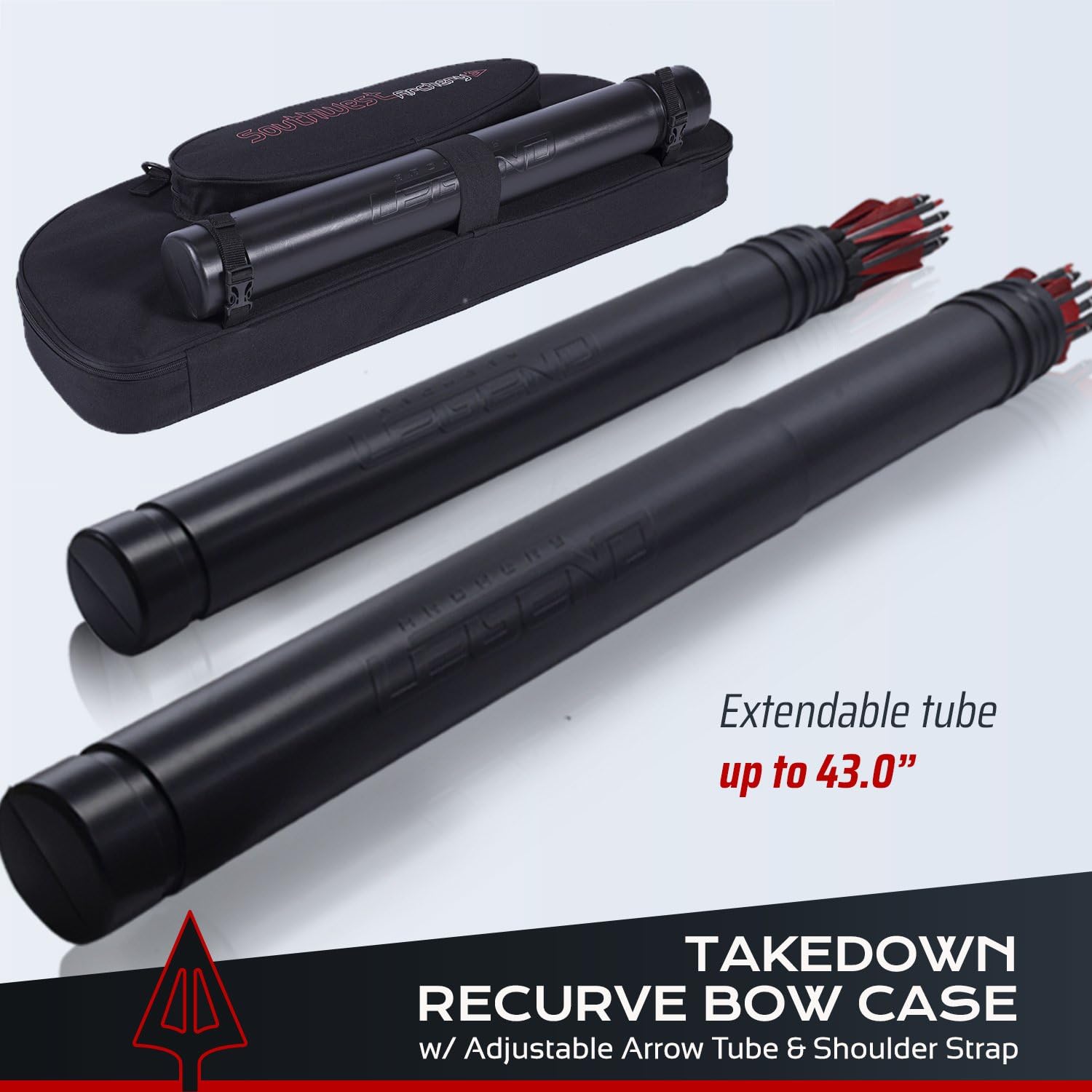 Southwest Archery Universal Takedown Recurve Bow Case | Fully Padded Foam case Includes Adjustable Arrow Tube and Large Outside Pocket for Accessories - Perfect for Travel : Sports & Outdoors