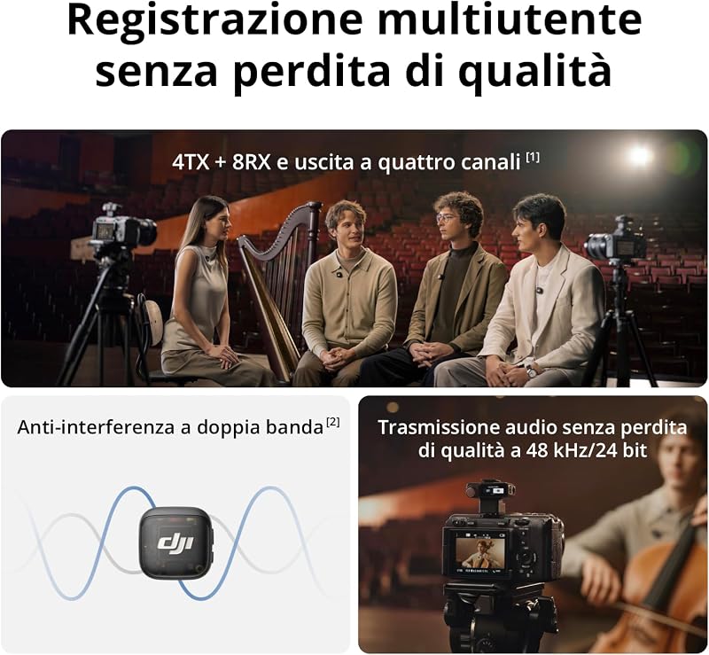 Trasmettitore DJI Mic 3, mini mic wireless per iPhone/fotocamera/Android
