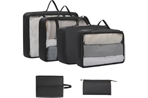 YOOFAN Packing Cubes - Premium Travel Organizer Bags for Suitcases, Must-Have Travel Accessories (Black, 6 Set)