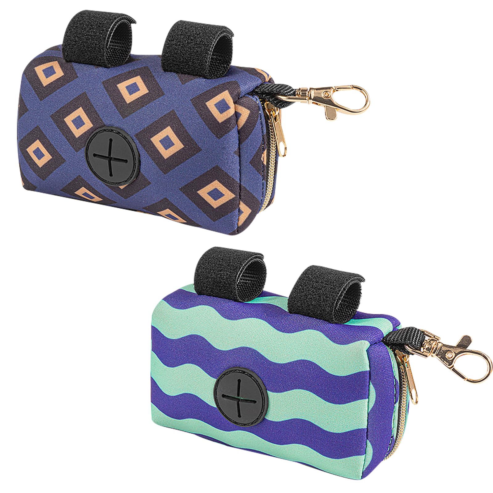 Monsully Poo Bag Holder, Fabric Poo Dispenser Dog Waste With Hand Portable Poop Holder Pet WasteBag Dispenser Zippered Pouch for Dog Walking, Running, Hiking