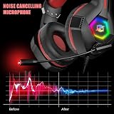 Ozeino Gaming Headset USB LED Mic PC PS4 PS5 Xbox Red view 3