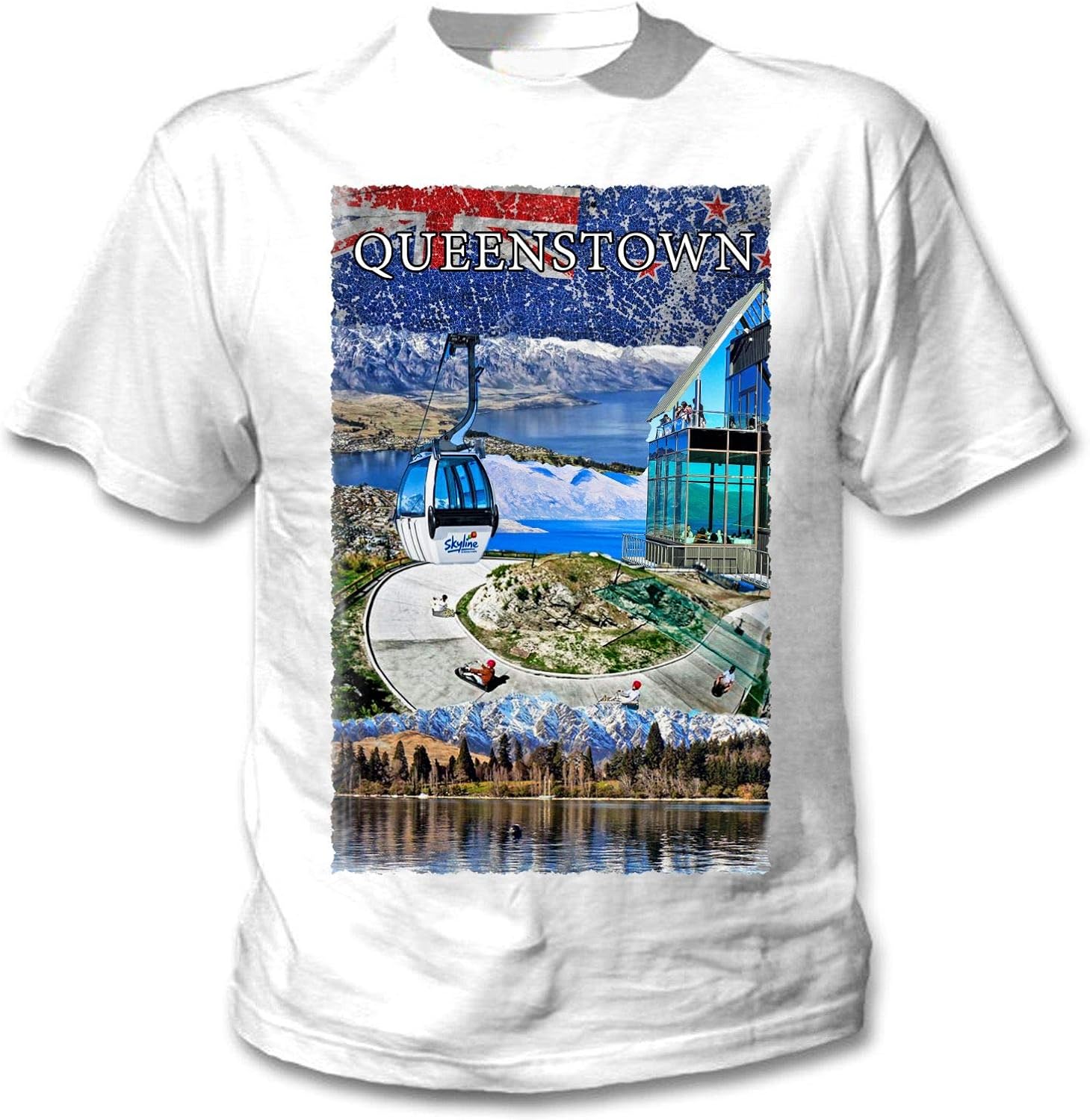 teesquare1st Men's Queenstown New Zealand Souvenir White TShirt