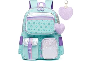 Meetbelify Backpack for Girls School Bag Aesthetic Backpack for Elementary Student Teen Girls Cute Bookbag Kids Backpack for Girls 8-10