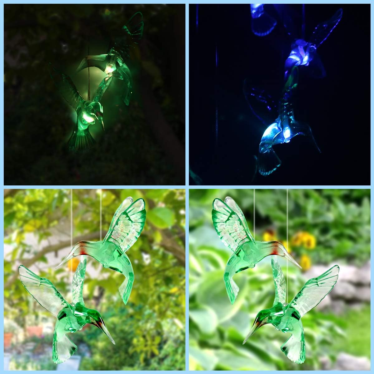 Solar Hummingbird Wind Chimes, Color Changing Mobile LED Solar Wind Chime, Mom/Grandma Birthday Gifts, Outdoor Waterproof Mobile Hanging Solar Lights for Porch, Patio, Yard, Garden Decor : Garden & Outdoor