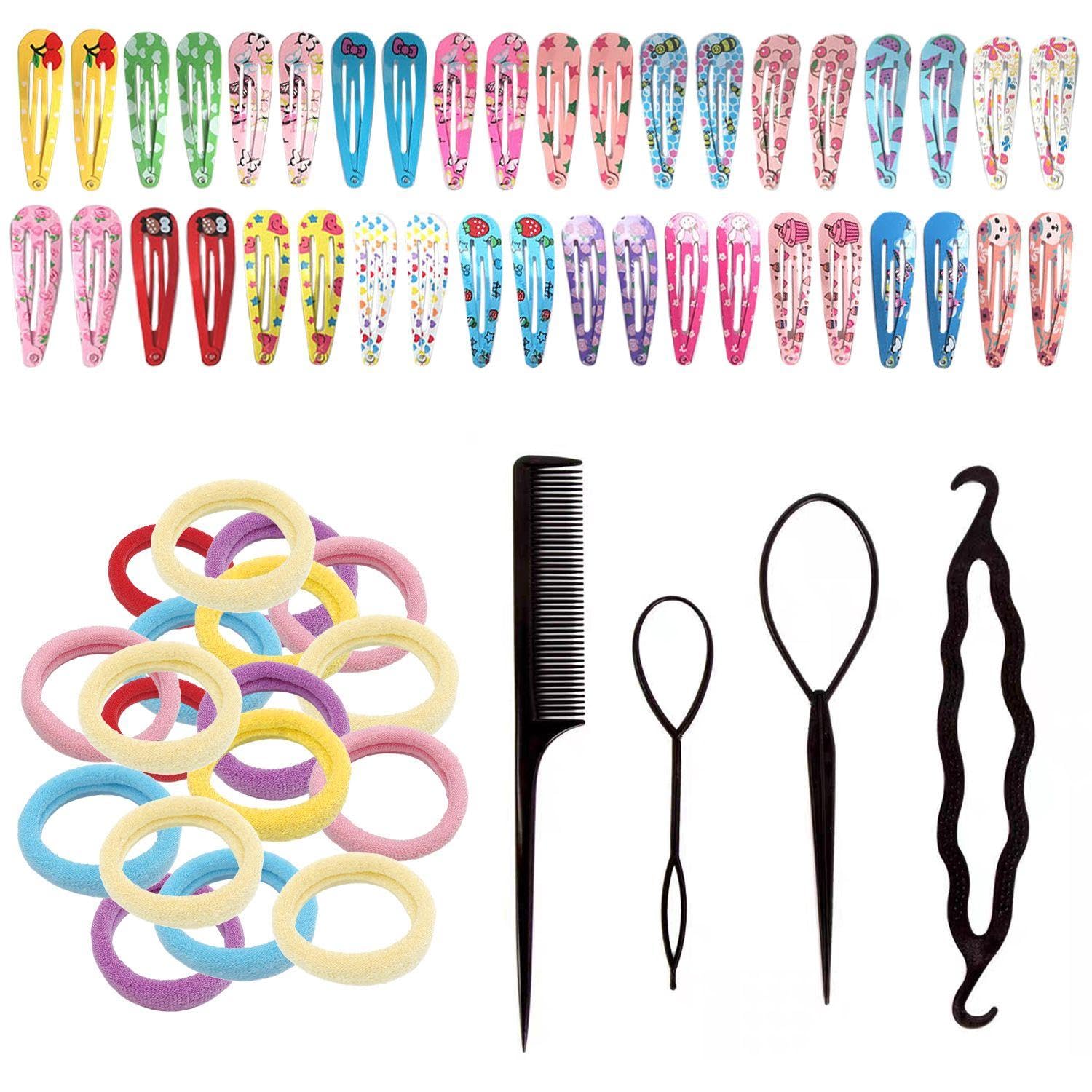 40 Pieces Of Colorful Hair Clips, 100 Pieces Of Colorful Hair Ties And 4 Pieces Of Black Hair Twisters, Children'S Hair Accessories, Cute Hair Accessories, Hair Accessories