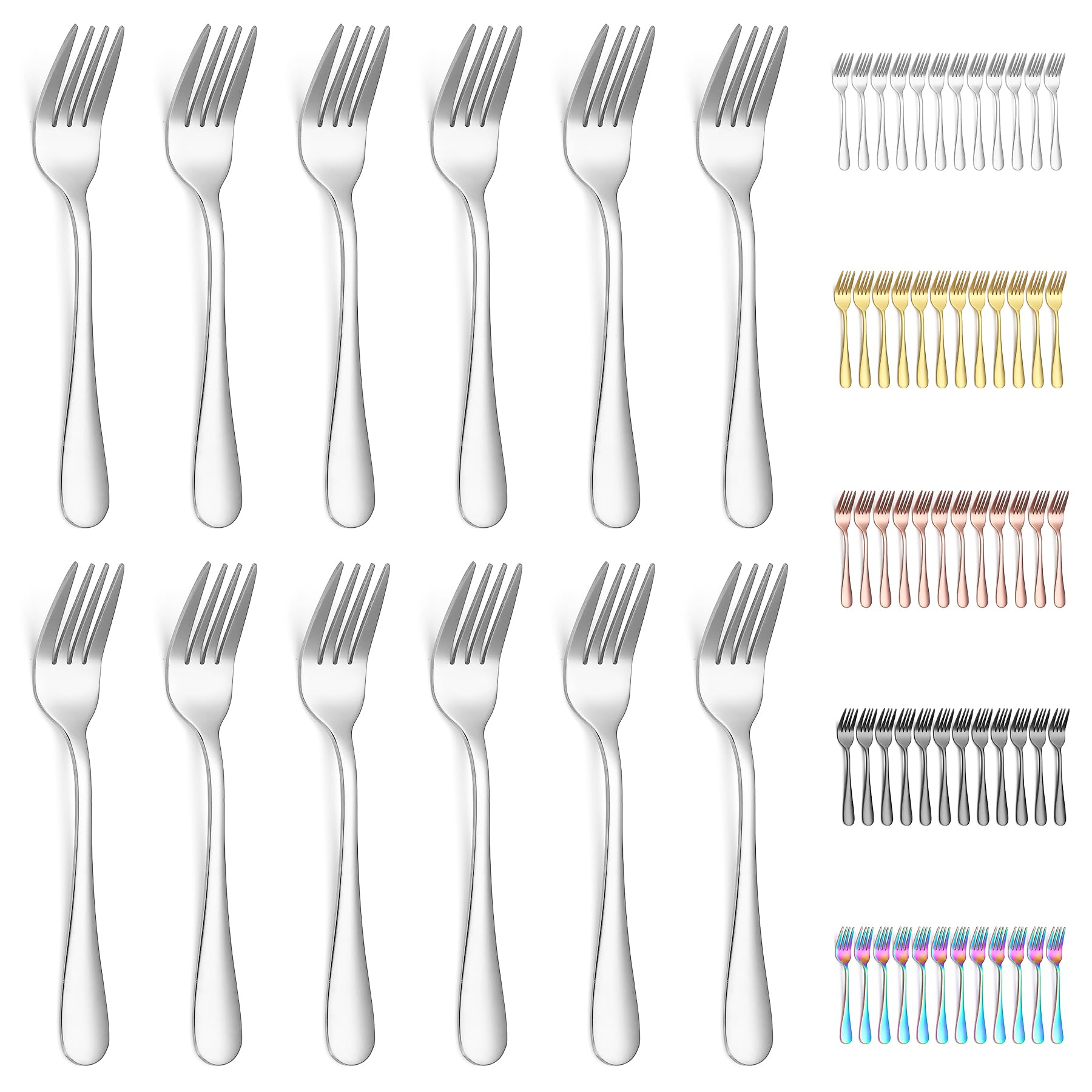 Evanda Dessert Forks Set - 12 Piece Stainless Steel Pastry, Fruit, Mini Cake, and Appetizer Forks for Home, Wedding, Party, Cafe, Restaurant - Dishwasher Safe — image 1