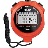 PULIVIA Stopwatch Timer, Digital Stop-Watch for Sports, Red | Multi-function Stopwatch with Single Split/Lap Timing, Button Beep Alarm Clock, Ideal for Coaches Kids PE-teacher