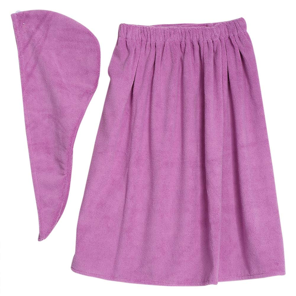 Dioche Bath Towel Body Wrap with Hair Towel Wrap for Women, Quick Dry Shower Bath Wrap, Women's Spa Bath Waffle Body Wrap Towel with Adjustable Touch Fastener (purple)